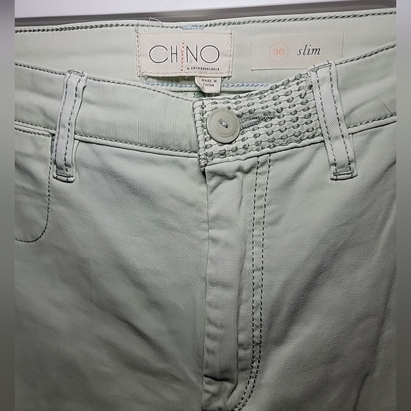 Chino By Anthropologie Light Green Cotton Blend Slim Fit Pants Size 30 - Picture 2 of 4